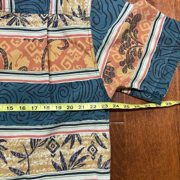 The Territory Ahead Vintage 90s Abstract Button Down Orange Green Shirt Men's XL - Picture 8 of 9